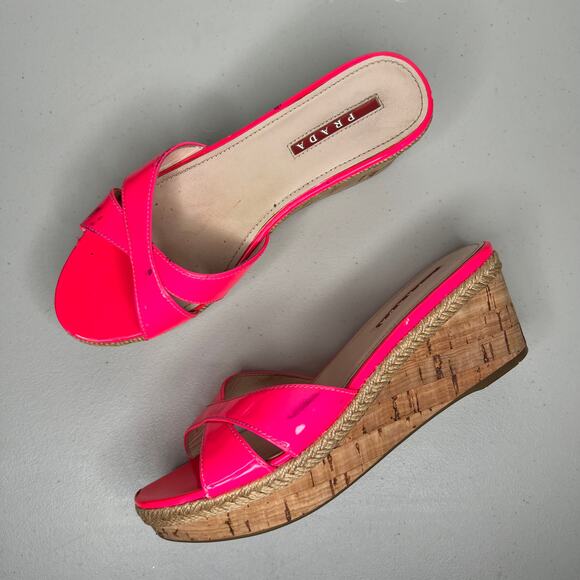 Prada Cork Wedge Platform Sandal Size 36.5 - Picture 6 of 11